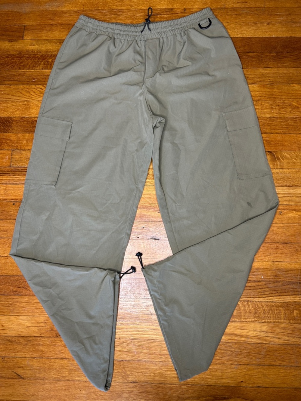 Olive Green Cargo Pants with Drawcord Ankles
